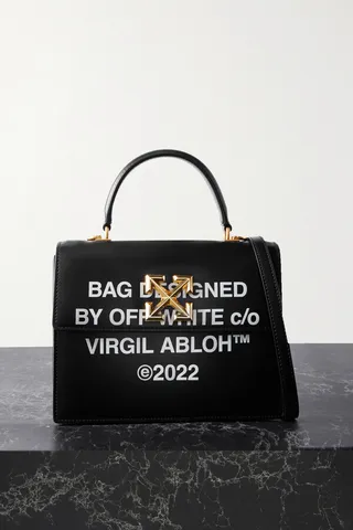 Off-White - Jitney 2.8 Printed Leather Tote - Black