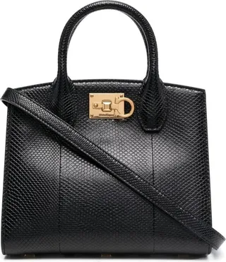 Snakeskin-Effect Leather Tote