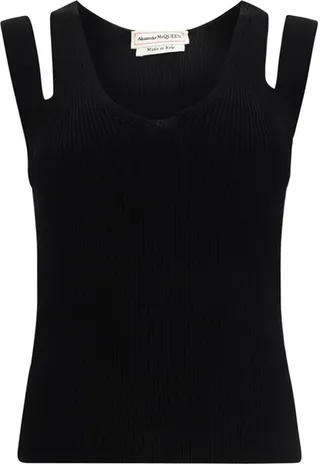 Alexander McQueen V-Neck Cut Out Knitted Top