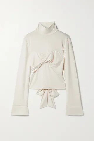 Reformation - Zaire Open-back Stretch-tencel Lyocell Turtleneck Top - Cream