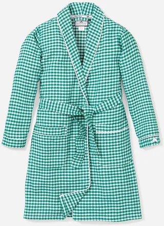 Petite Plume™ men's flannel robe in gingham