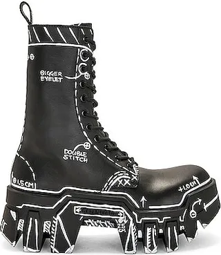 Balenciaga Bulldozer Lace Up Boots in Black