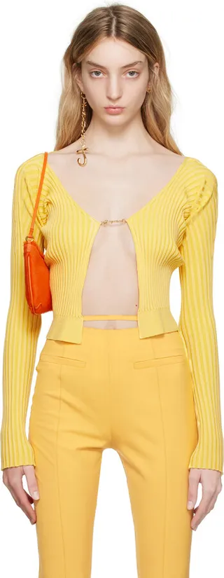 Jacquemus Yellow Le Raphia 'La Maille Pralù' Cardigan