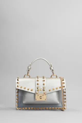 Flat New Rock Hand Bag In Beige Leather
