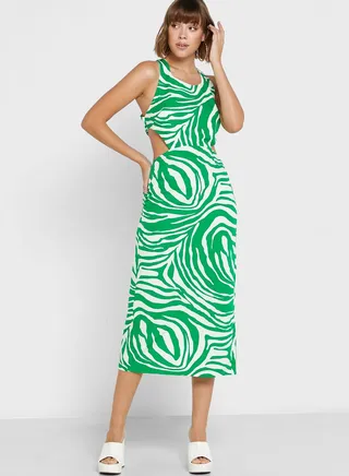 Printed Cut Out Detail Dress
