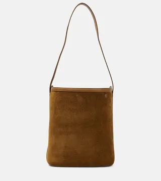Carry Everything Medium suede bucket tote
