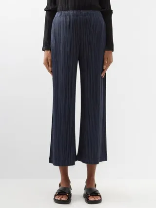 Cropped Technical-pleated Trousers