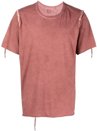 panelled distressed T-shirt