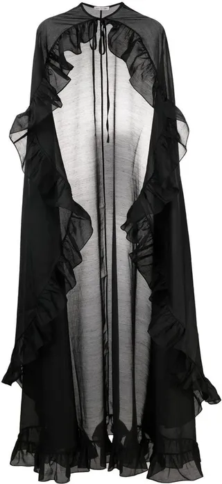 Ruffle-Detail Self-Tie Cape