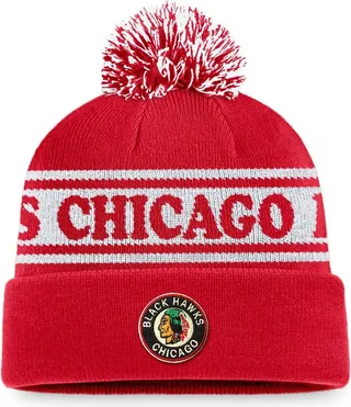 Men's Red Chicago Blackhawks Vintage-Like Sport Resort Cuffed Knit Hat with Pom