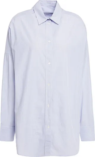 Sett oversized striped cotton-poplin shirt