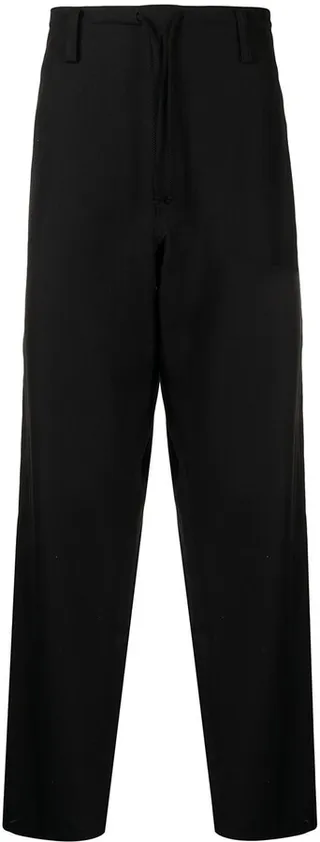 Drawstring-Waist Wool Straight-Leg Trousers
