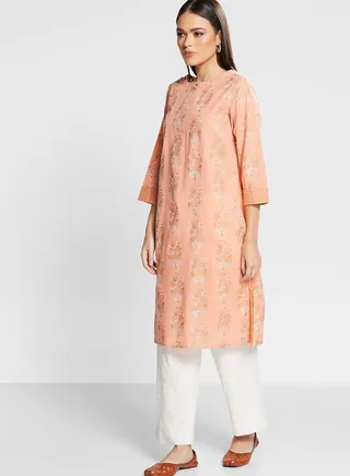 Printed Crew Neck Kurti