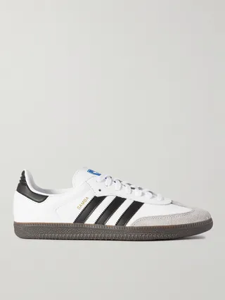 Samba Suede-Trimmed Leather Sneakers
