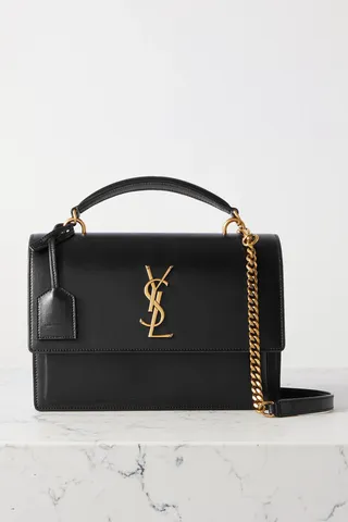 SAINT LAURENT - Sunset Medium Leather Shoulder Bag - Black