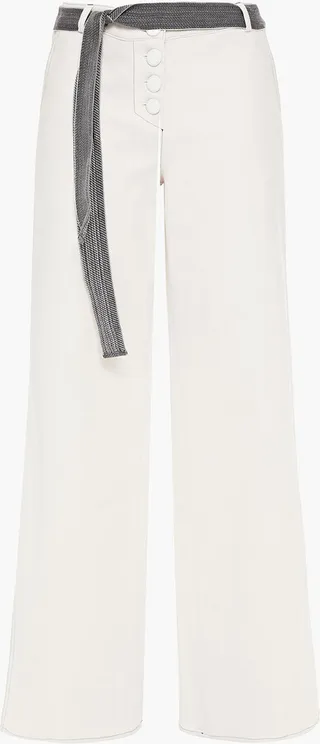 Dustin belted stretch-cotton twill wide-leg pants