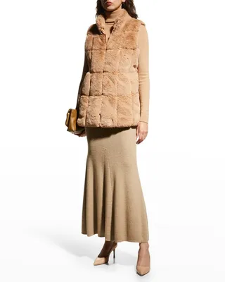 Quilted Faux Fur Swing Vest