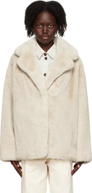 Stand Studio Off-White Savannah Faux-Fur Jacket