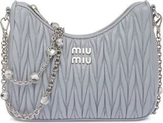 Matelassé Rhinestone-Strap Shoulder Bag