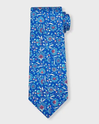 Men's Floral-Print Silk Tie