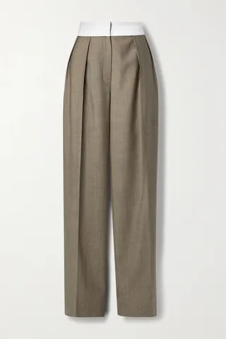 The Row - Milla Two-tone Pleated Wool And Mohair-blend Straight-leg Pants - Brown