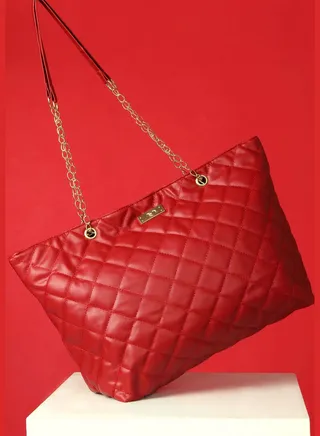 Quilted Hand Bag with Zip Lock