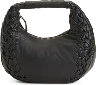 Fahna Leather Hobo With Woven Detailing