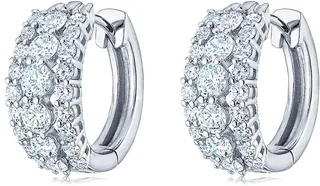 18kt white gold Lyric diamond huggie earrings