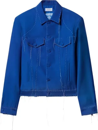 Blue Alien Face Wool Tailored Jacket