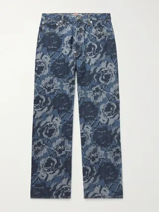 Suisen Wide-Leg Printed Jeans