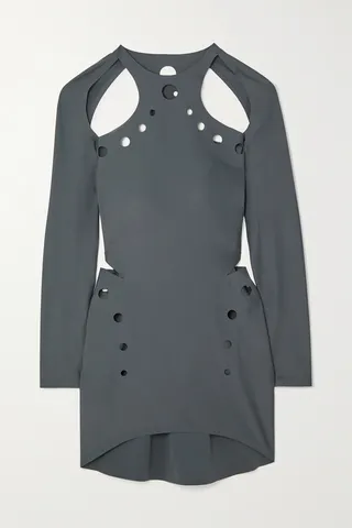 Jean Paul Gaultier - Cutout Stretch-jersey Mini Dress - Gray