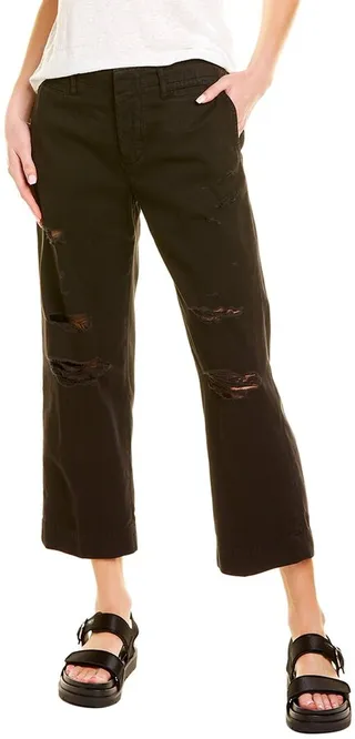 Frame Denim Le Tomboy Washed Noir Rips Trouser