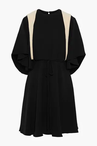 Two-tone silk-crepe dress