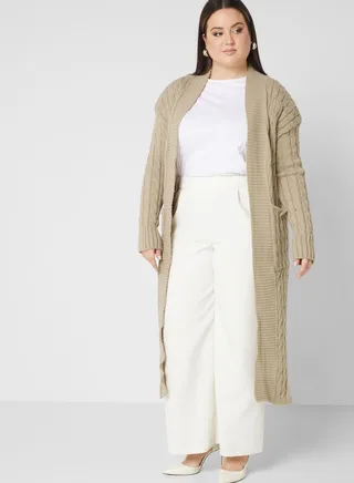 Longline Cable Knit Cardigan