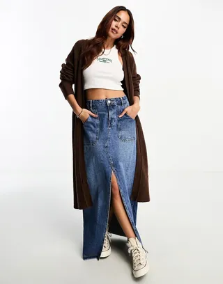 ASOS DESIGN maxi cardigan in brown