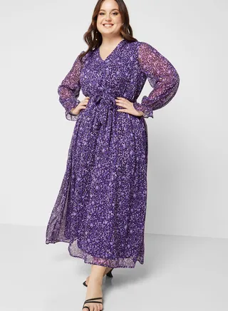 Printed Wrap Detail Dress