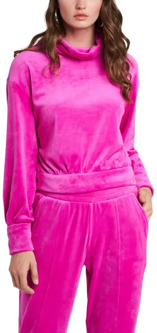 1.state Women's Velour Turtle Neck Long Sleeve Top
