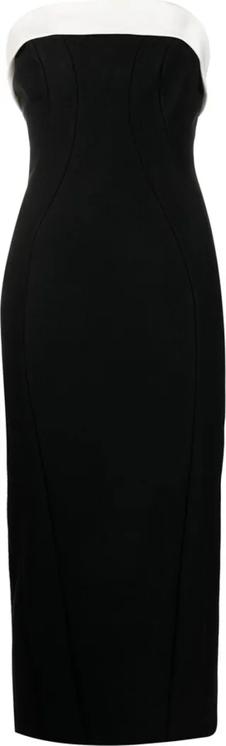 Panelled Strapless Midi Dress