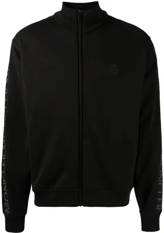 Logo-Print Zip-Up Jumper