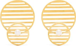 Flowing double pattern circle earrings