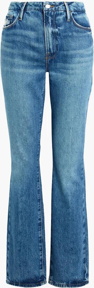 Le Mini Boot distressed high-rise bootcut jeans