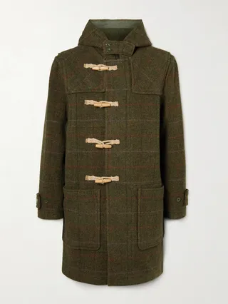 Ludlow Checked Merino Wool Hooded Coat