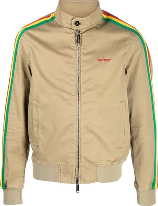 Embroidered-Logo Detail Bomber Jacket