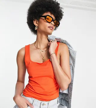 ASOS DESIGN Tall tank top with scoop front and back in tomato red