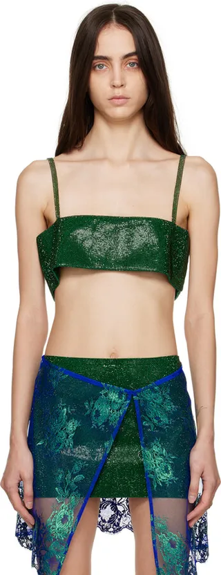 NUÉ Green Rhinestone Camisole