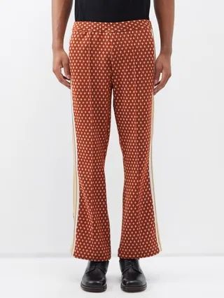 Geometric-jacquard Bootcut Track Pants