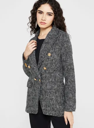 Double Breasted Textured Blazer