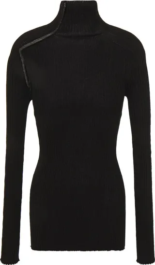 Ribbed cotton turtleneck sweater