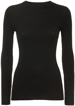 Cashmere blend rib knit top