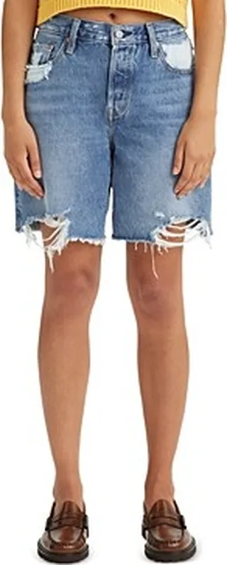 Levi's 501 High Rise Distressed Denim Shorts in Pedal Time